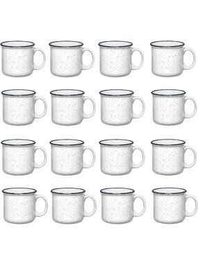 Customizable Set of 16 Ceramic Campfire Mugs - 15 oz Coffee & Tea Cups for